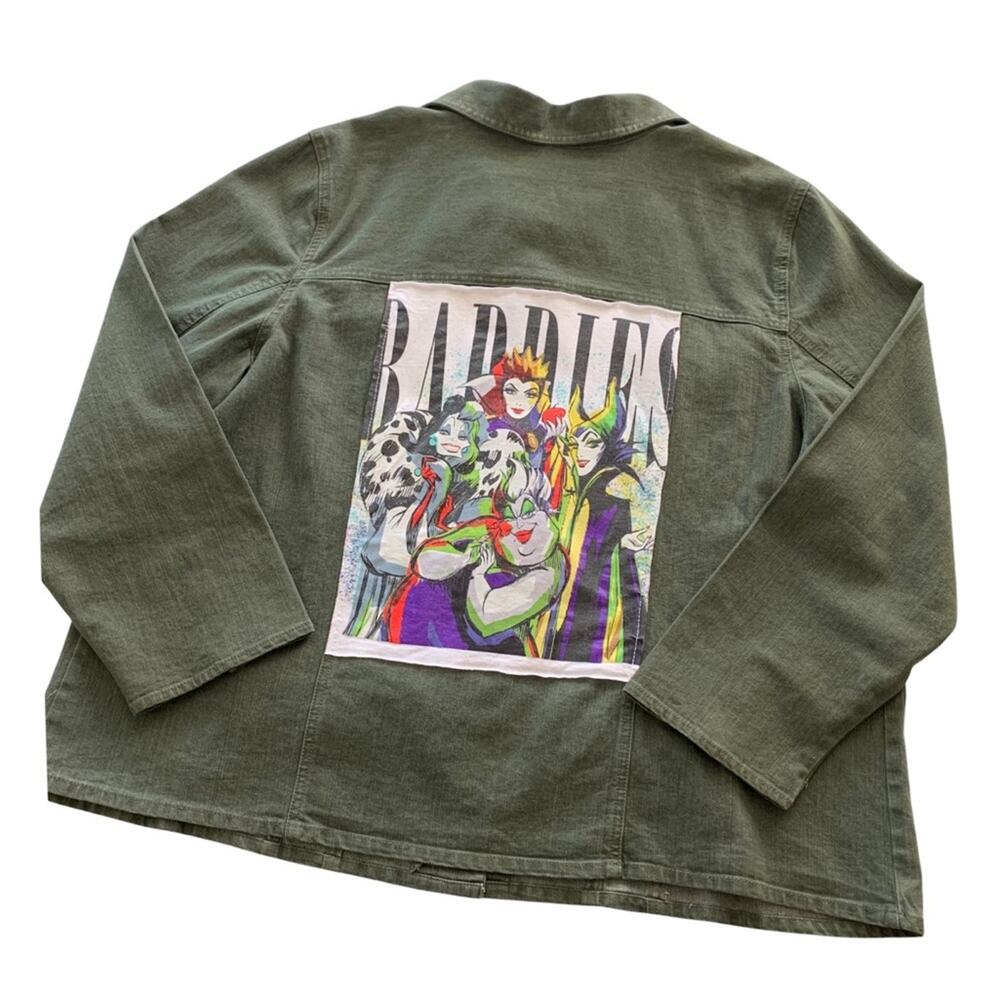Reworked Apparel Disney Villain Baddies Green Denim Upcycled Jacket Women's 1X